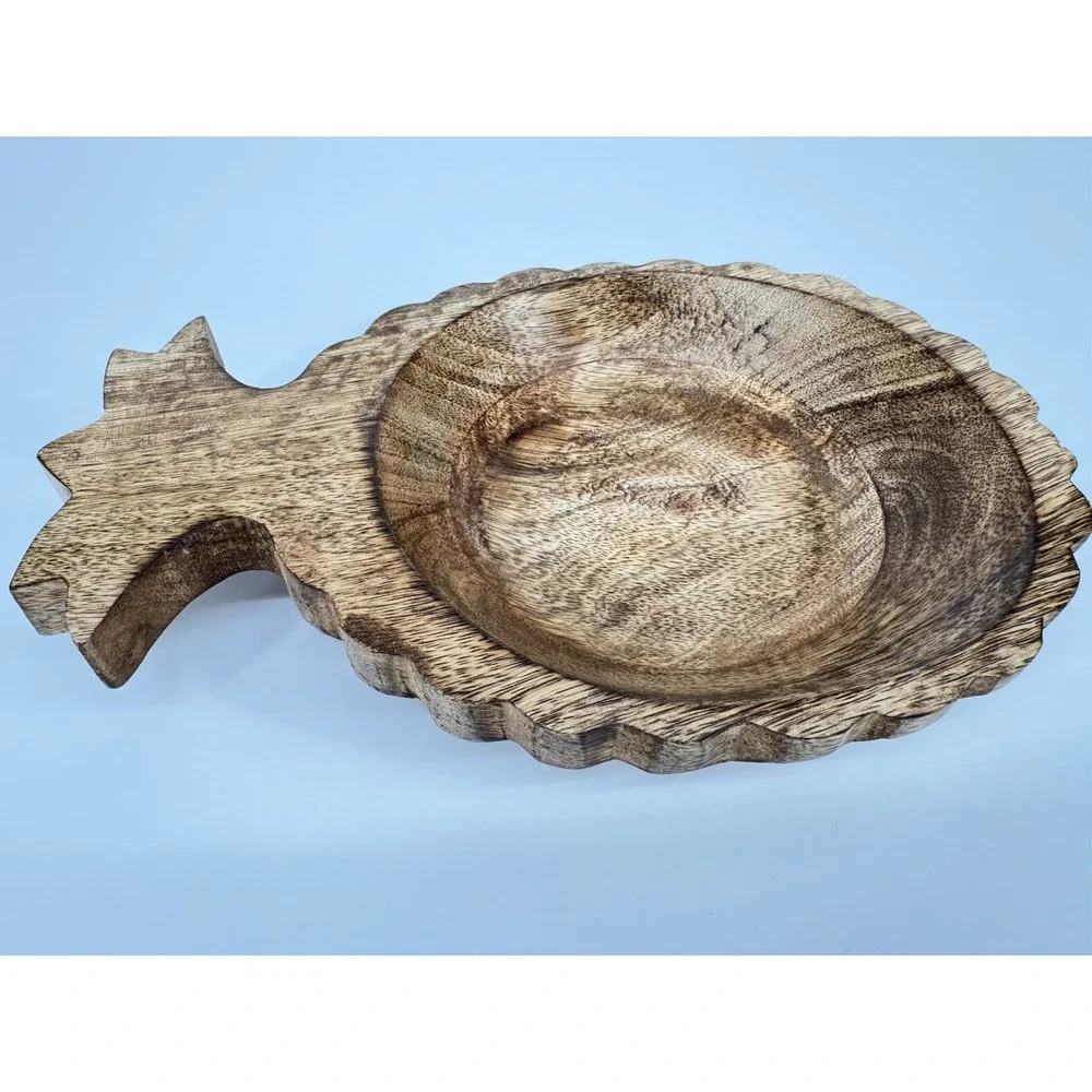 Pineapple Bowl Wood Carved Serving Dish Tropical Decor Fruit‎ Catchall